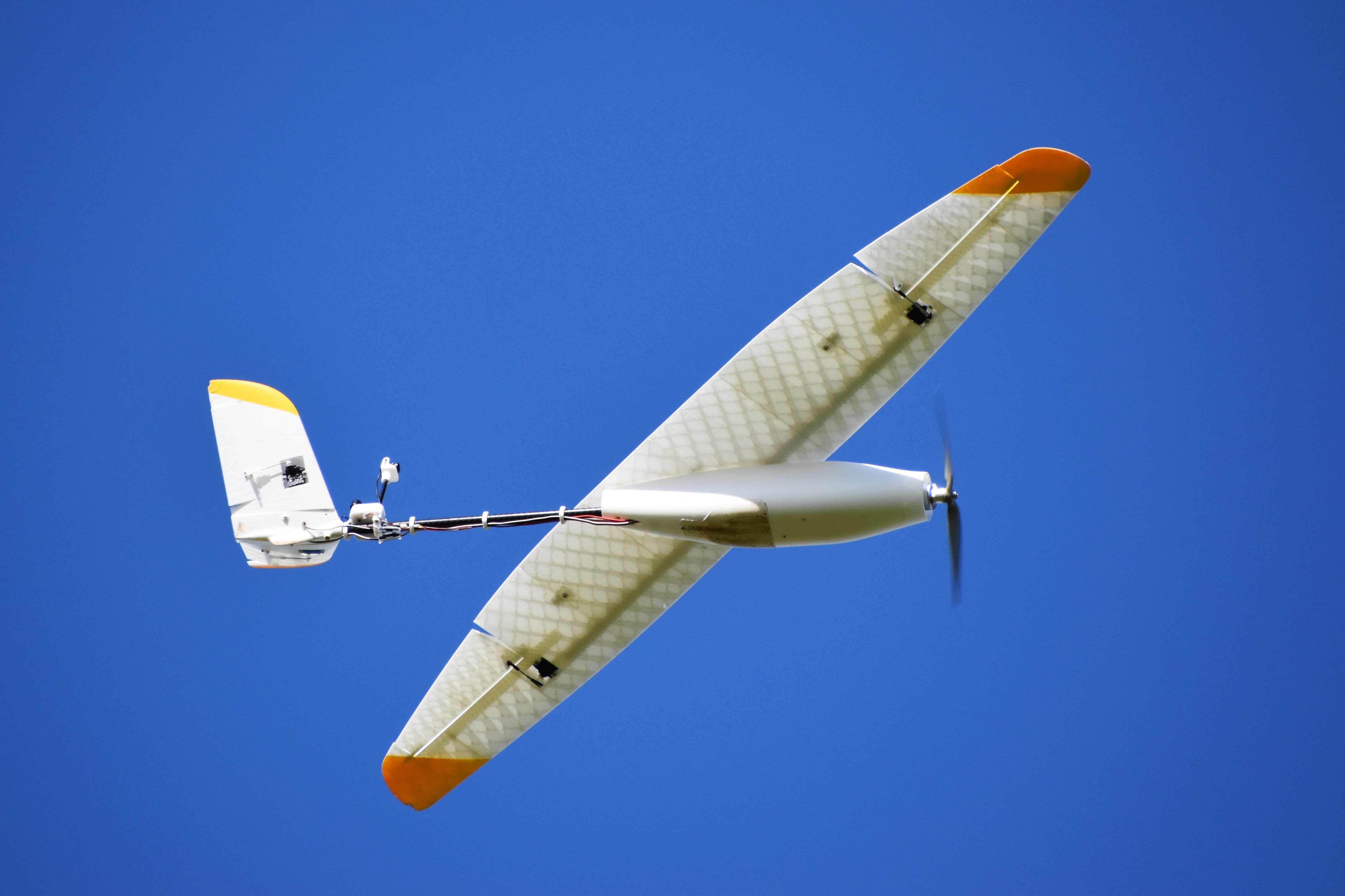 Oblique wing demonstrator in flight